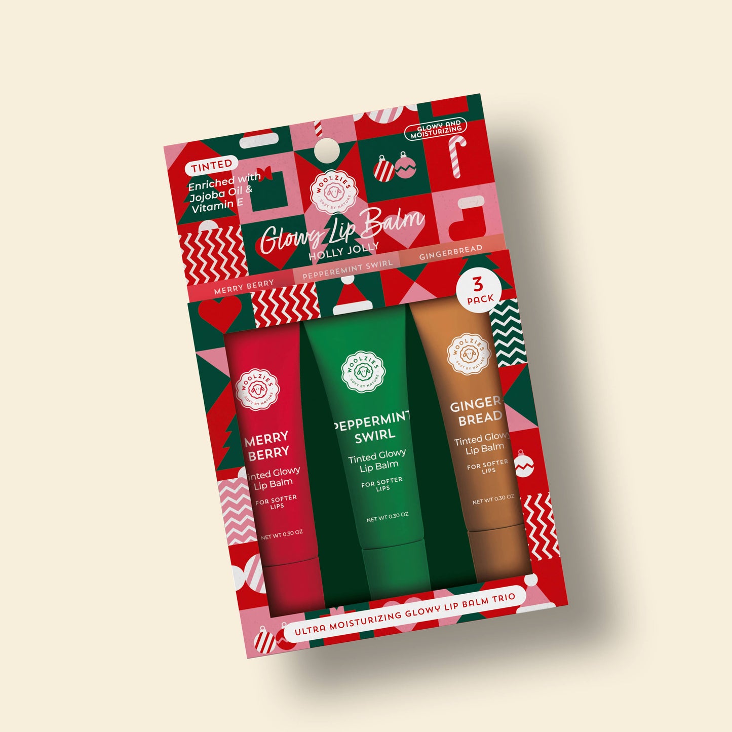 Woolzies -  Holly Jolly Glowy Lip Balm Trio