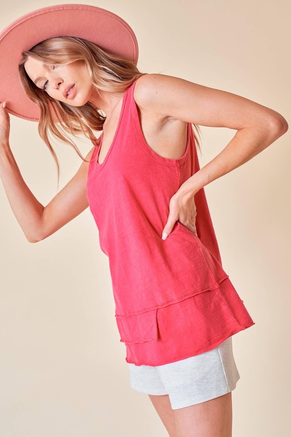 Scoop Neck Enzyme Washed Tank