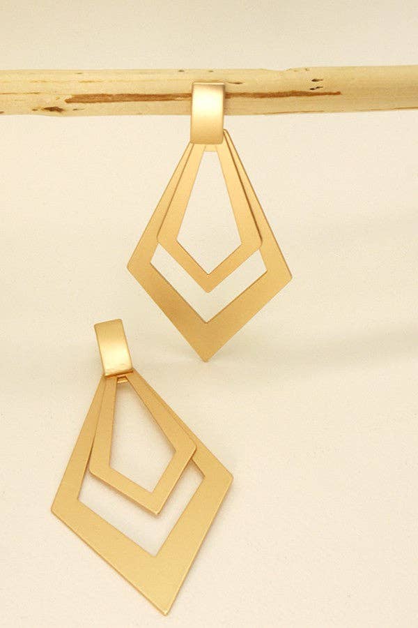 DOUBLE DIAMOND SHAPE DROP EARRINGS