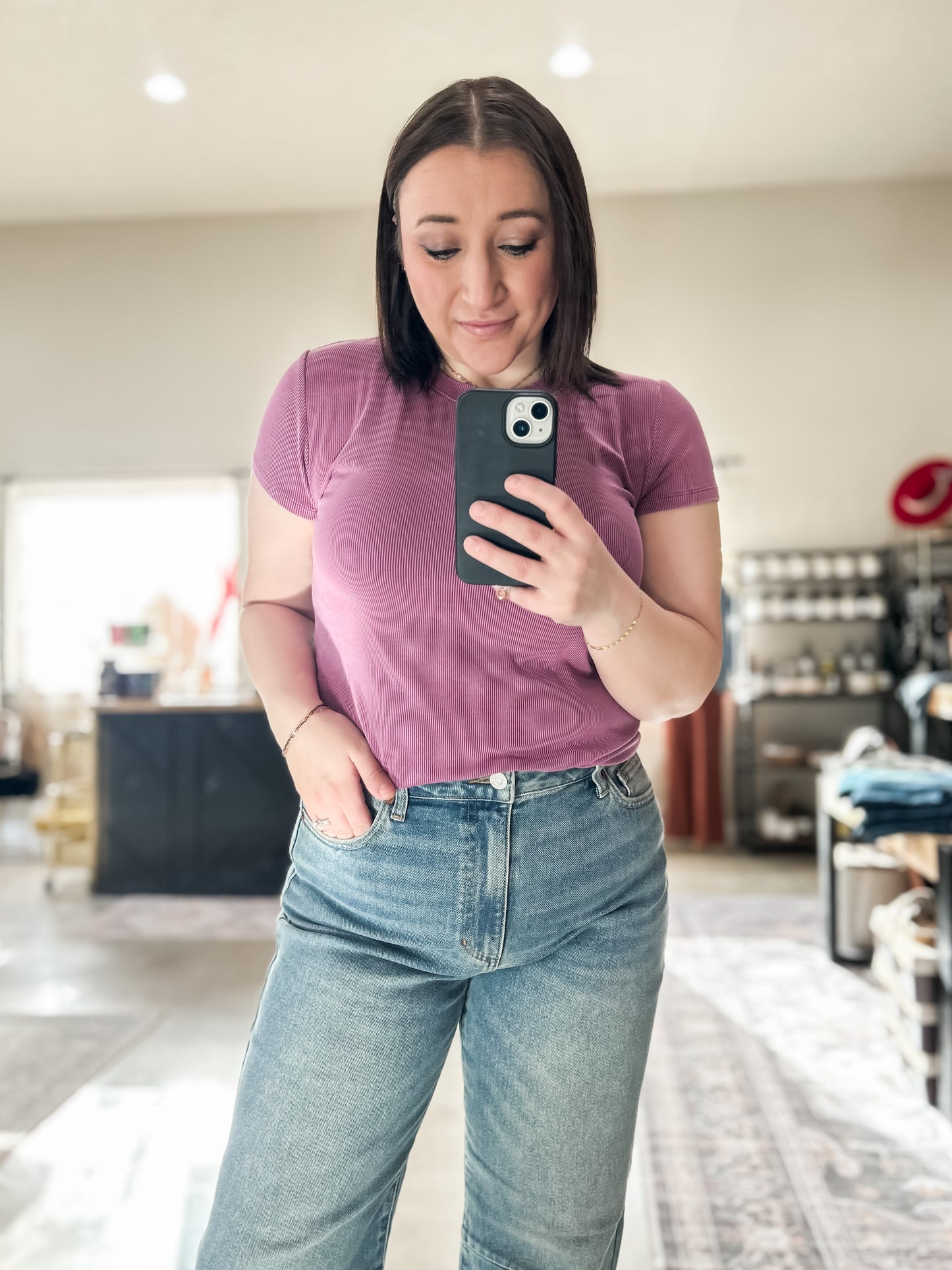 GARMENT DYE RIBBED TOP