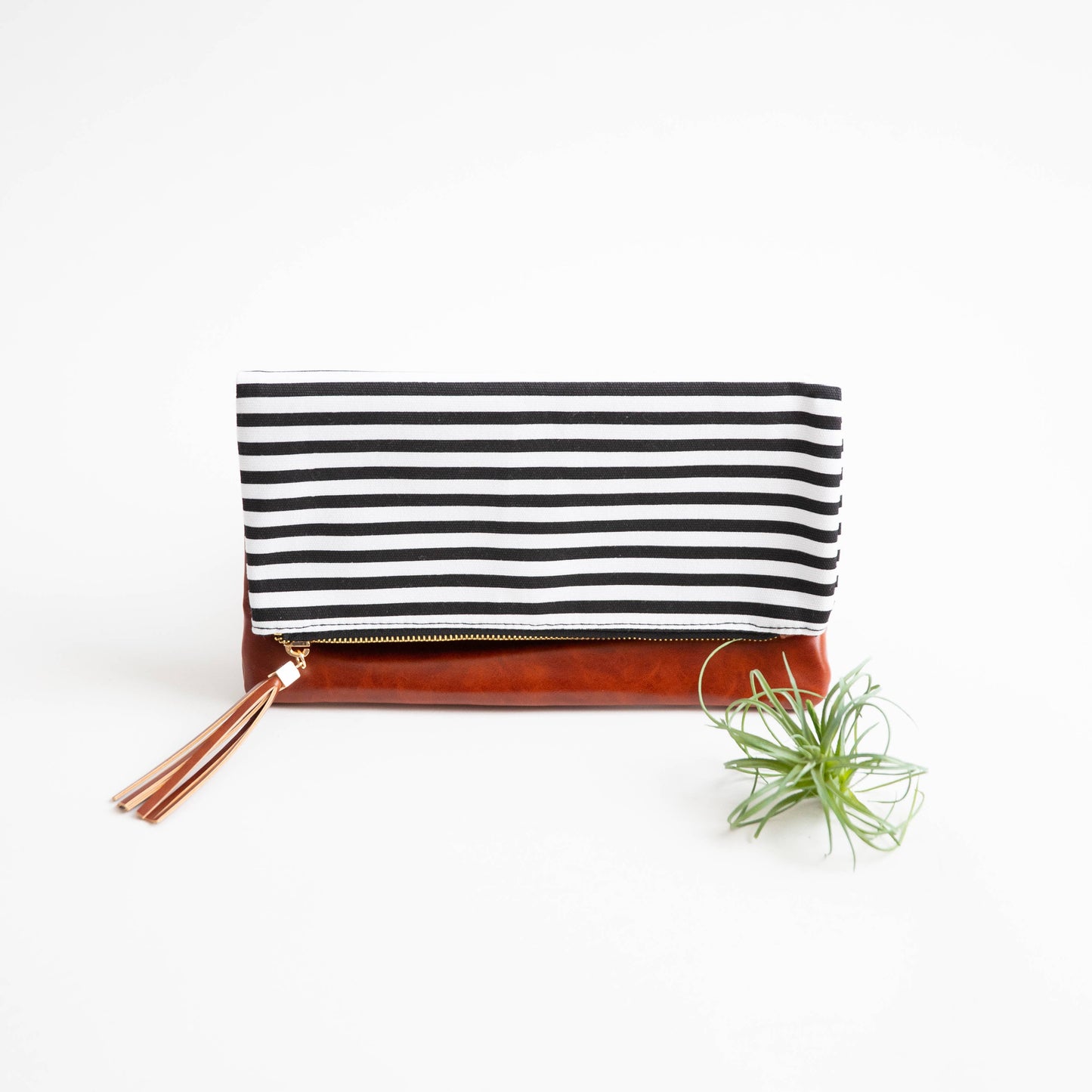 FoldOver Clutch Classic Black/White stripe