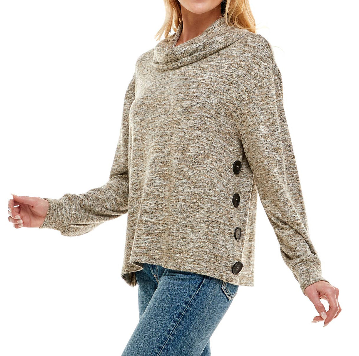 L/S  SWEATER W/SIDE BUTTONS