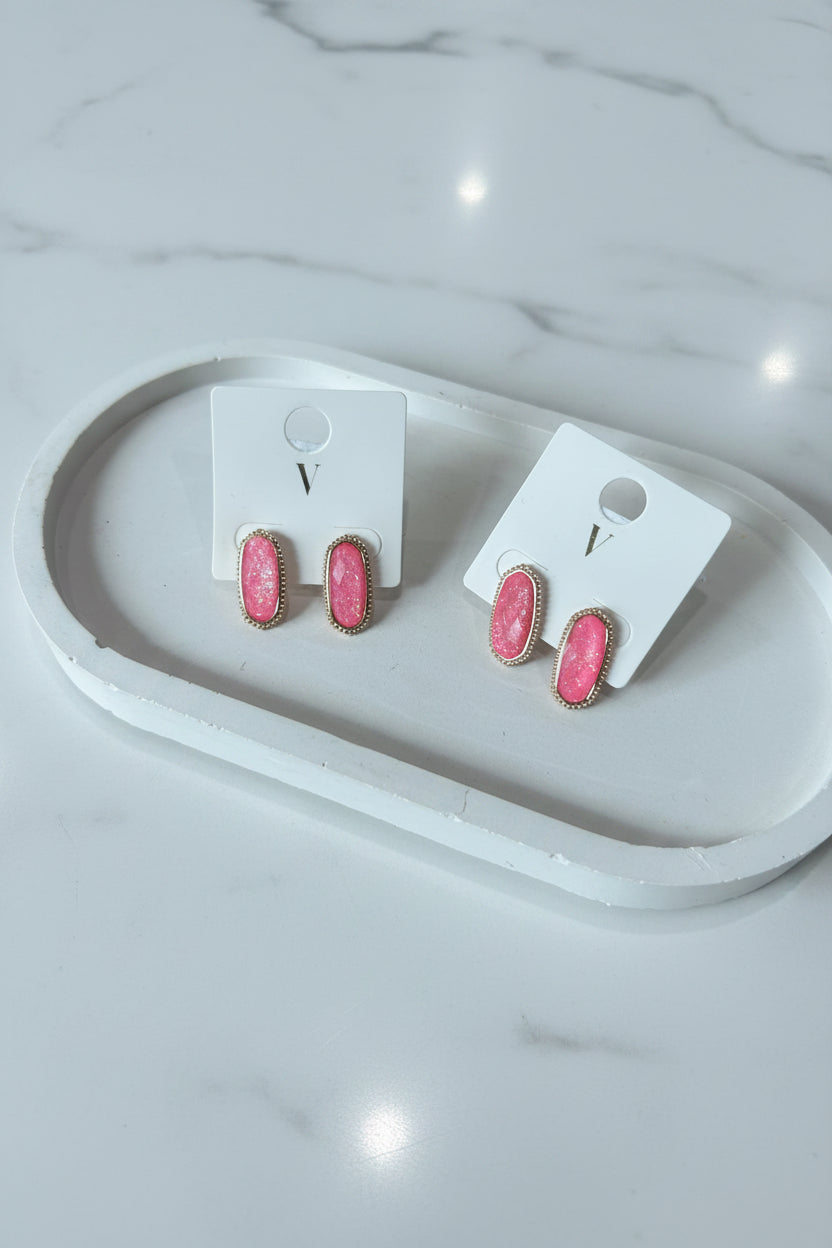Pink Gem Stud Earrings