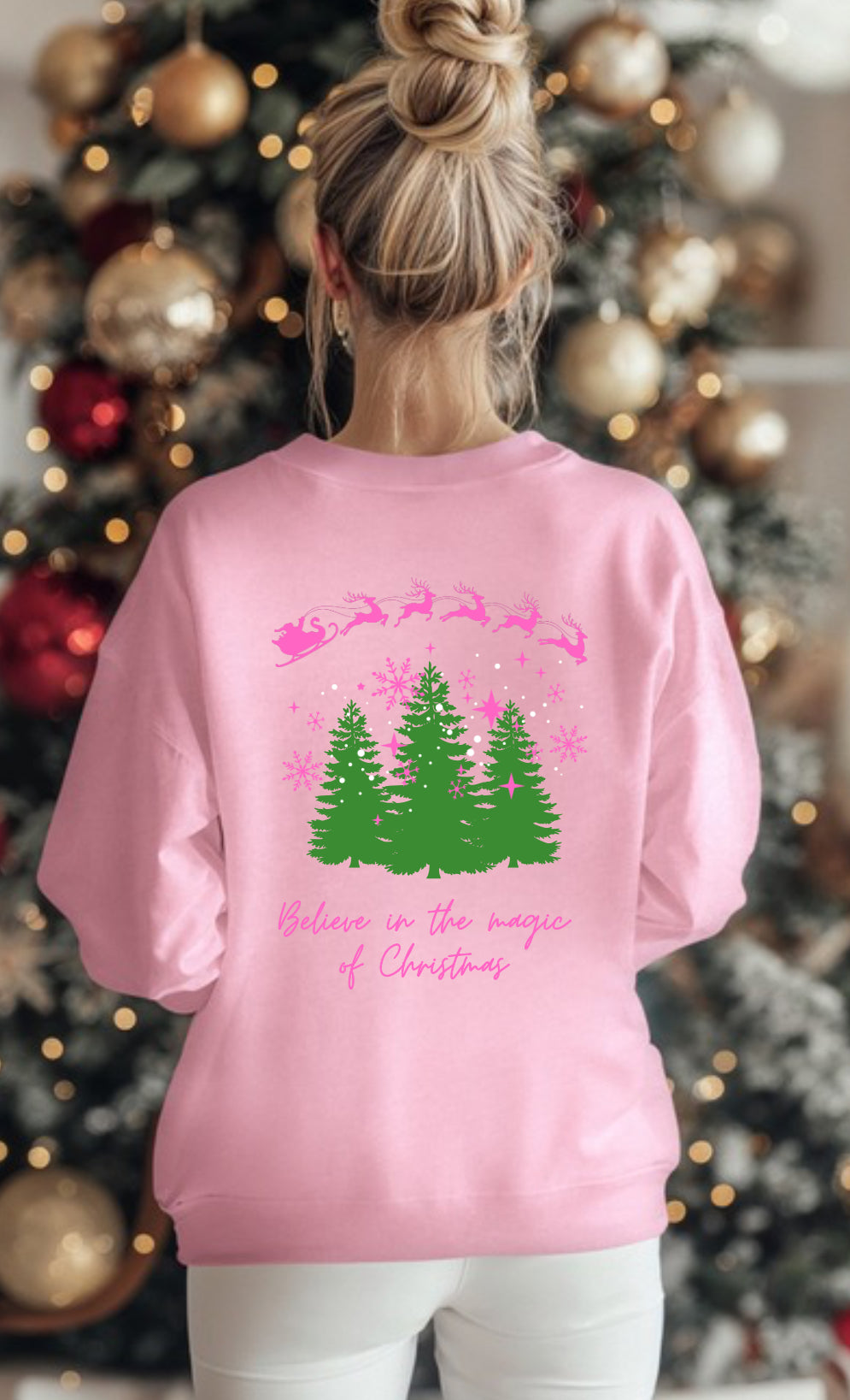 Pink Christams Trees Crewneck