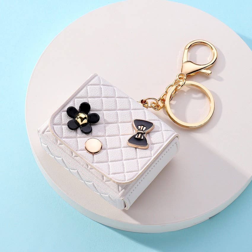 MINI DESIGNER BAG BOW FLOWER KEYCHAINS BAG CHARM