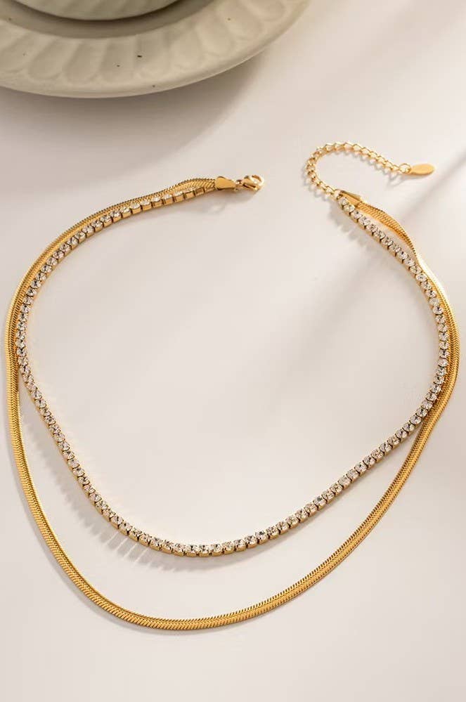 STAINLESS STEEL TARNISH FREE RHINESTONE NECKLACE |