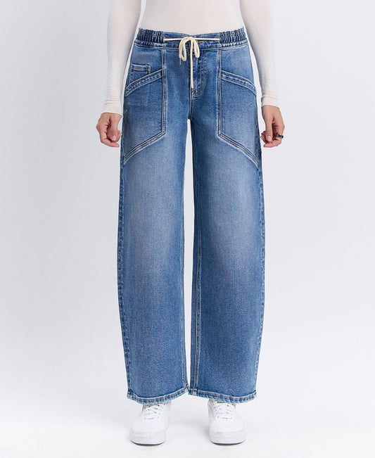 VERVET Elastic Waist Barrel JeanS