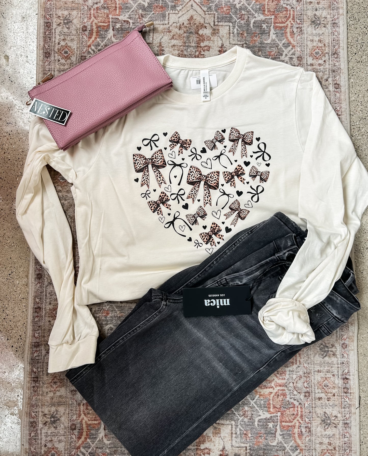 Cheetah Heart Bow Long Sleeve