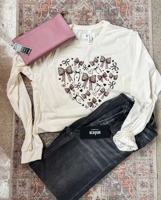 Cheetah Heart Bow Long Sleeve