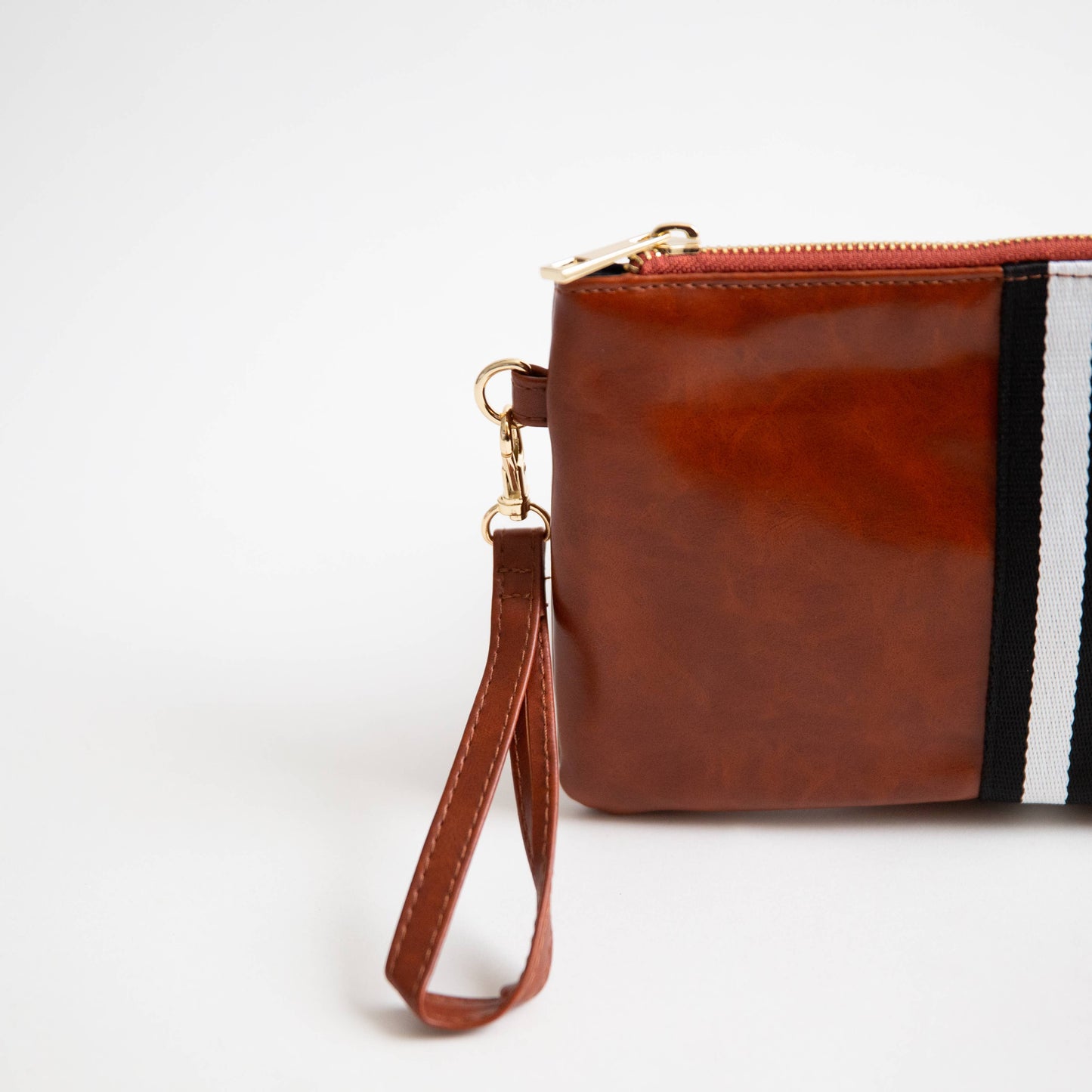 Preppy Stripe Zipper Clutch - Black/White