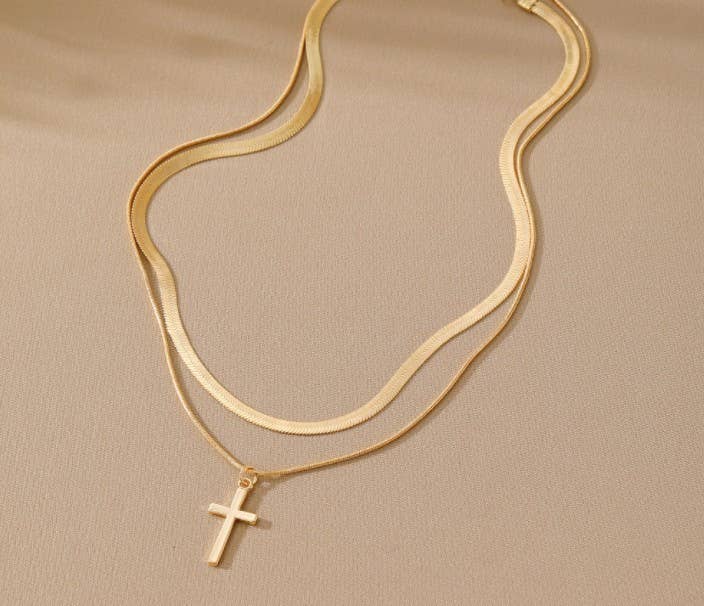 18K STAINLESS STEEL TARNISH FREE CROSS NECKLACE