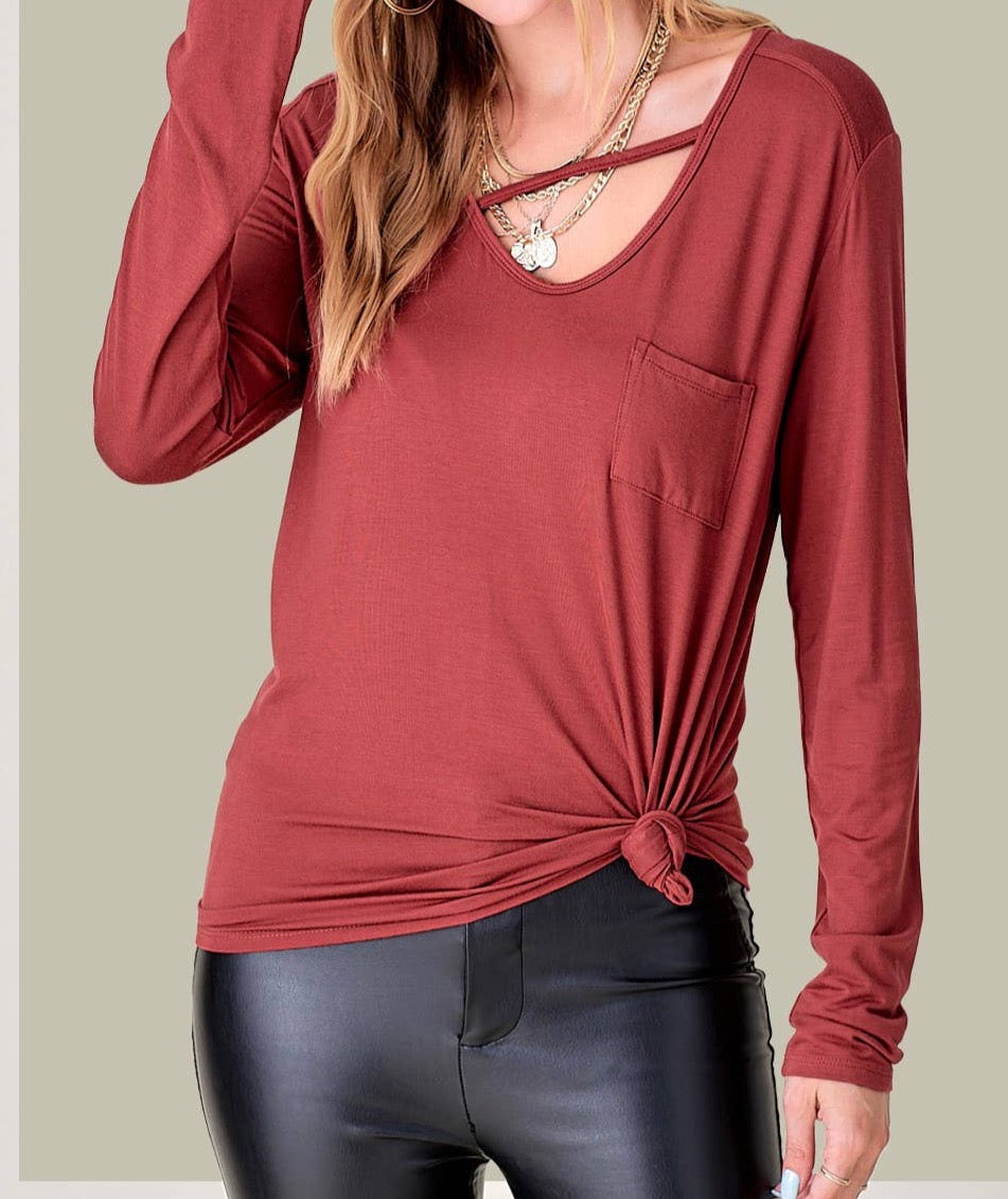 Cutout All Season Long Sleeve Top