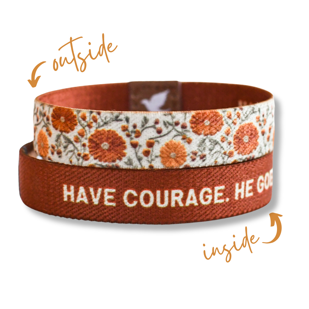 Pink Salt Riot - Have Courage Golden Floral Womens TruthBand