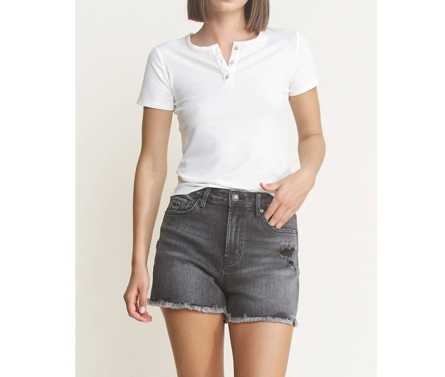 Mica Denim - SUPER HIGH DISTRESSED SHORTS