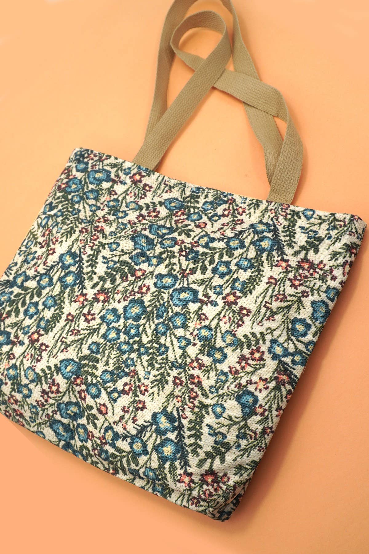 Organic Embroidery Floral Quilted Tote Bag