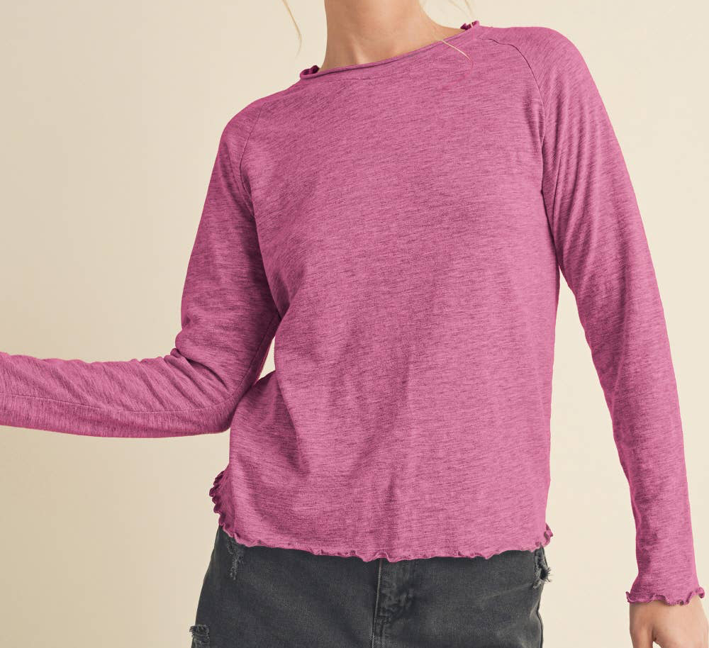 Ruffle Sleeve Long Sleeve Top