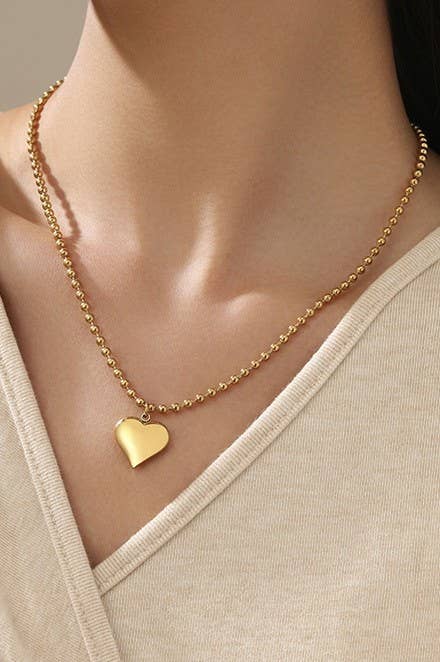 18K STAINLESS STEEL TARNISH FREE HEART NECKLACE