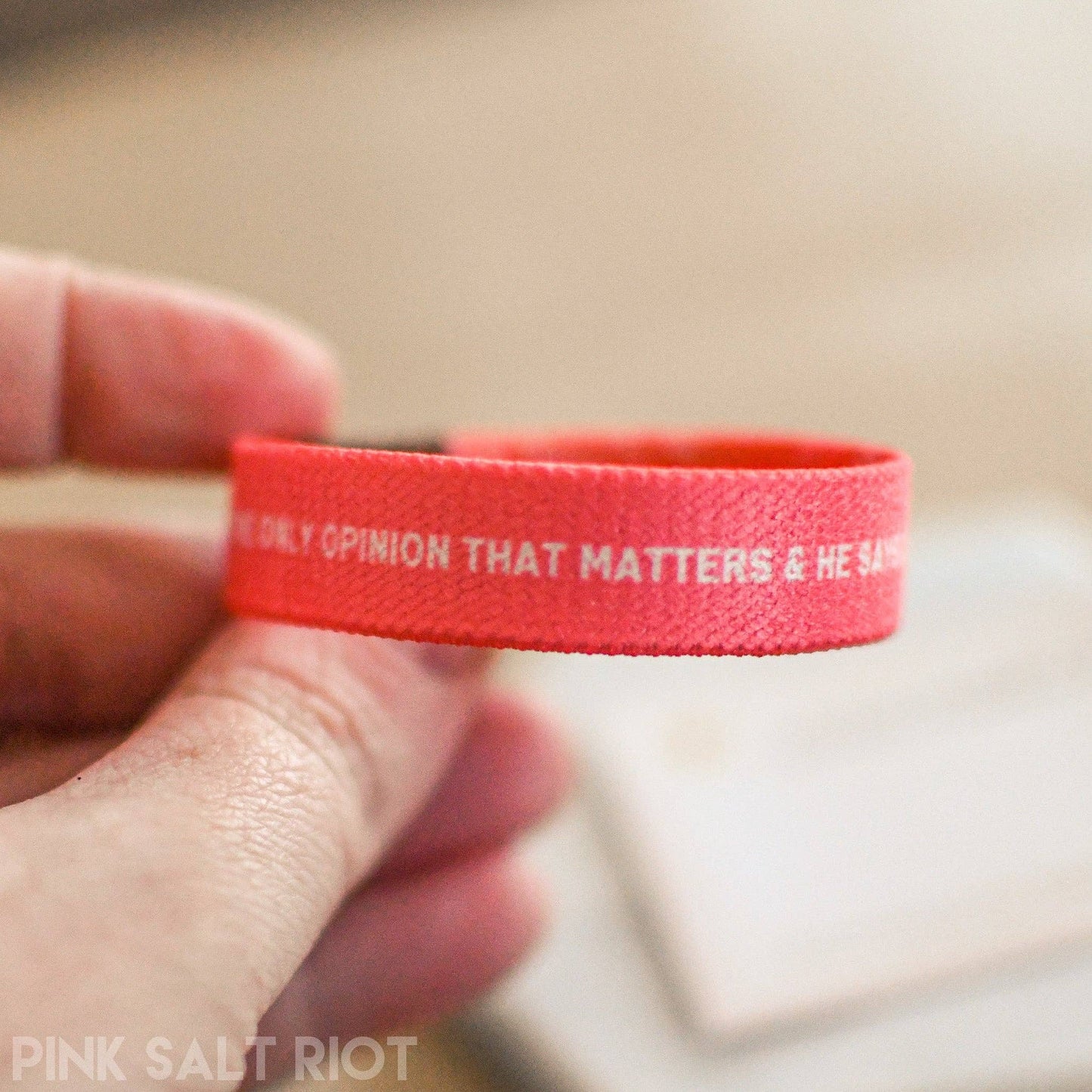 Pink Salt Riot - Beautiful Worthy & Loved Little Girl Pink Floral Wristband