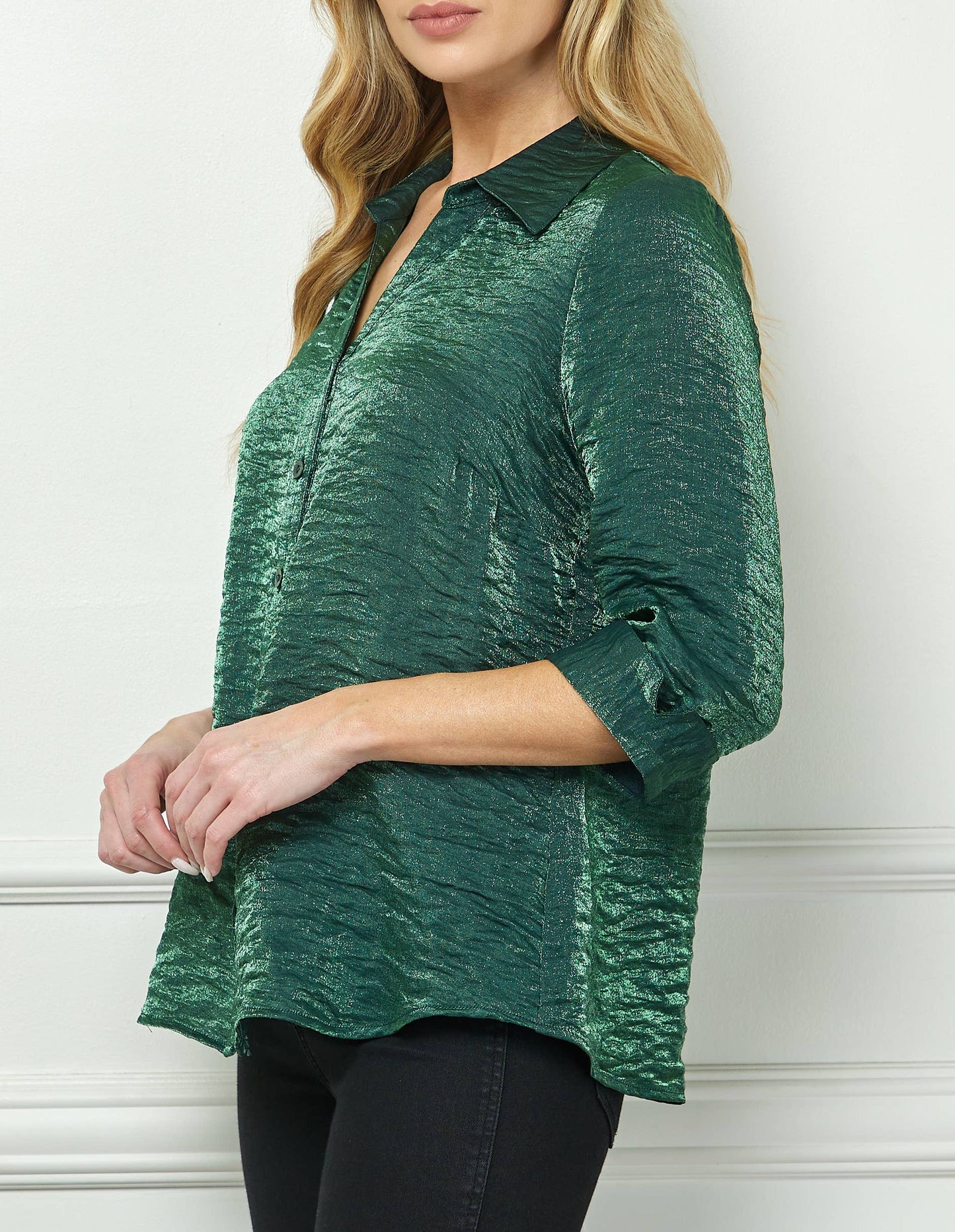 STARLIGHT SHIMMER JOHNNY COLLAR BLOUSE