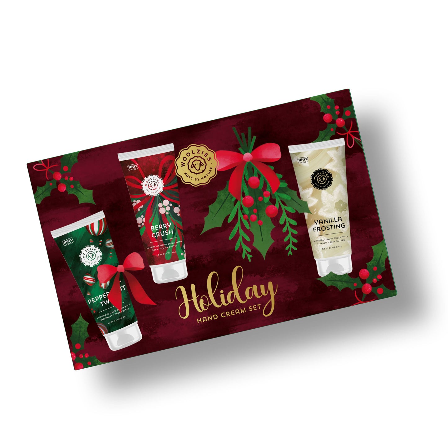 Woolzies - Holiday Hand Cream Trio | Shea Butter Gift Set Burgundy