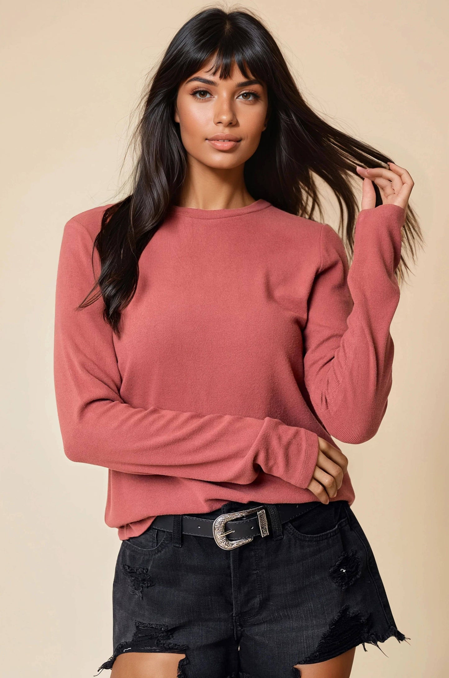 ROUND NECK SOFT KNIT TOP