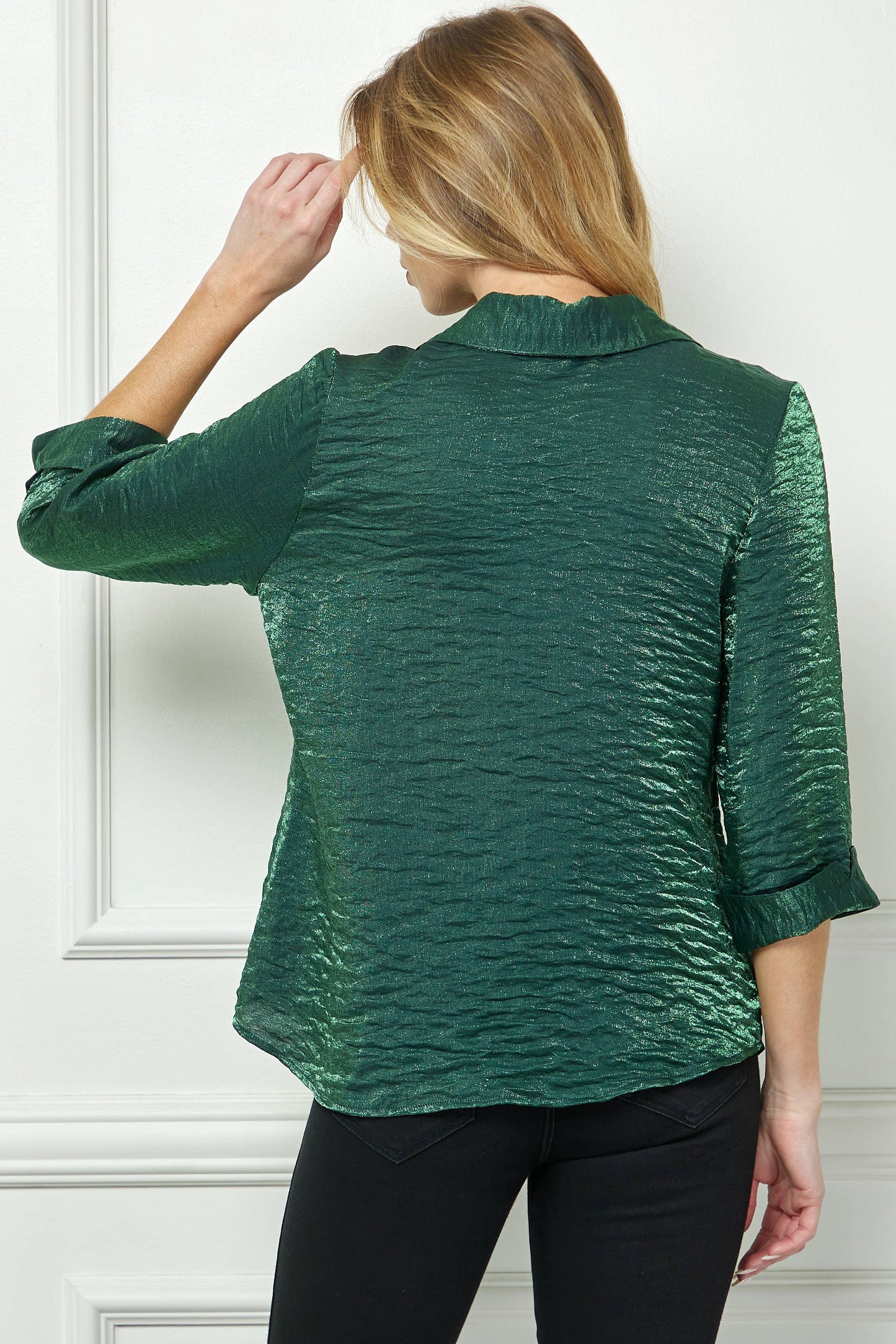 STARLIGHT SHIMMER JOHNNY COLLAR BLOUSE