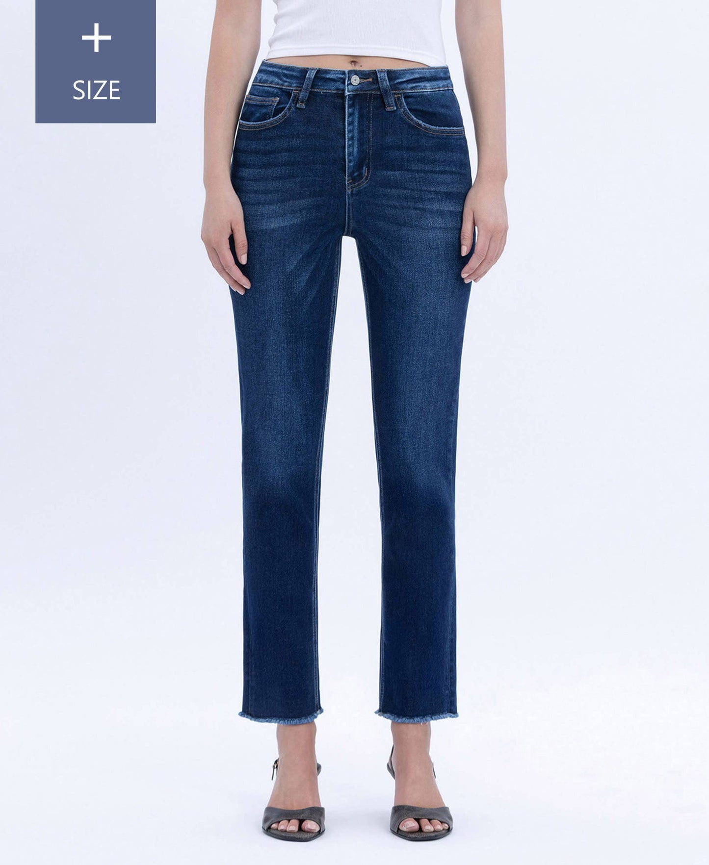 PLUS SIZE SUPER HIGH RISE SLIM STRAIGHT JEANS