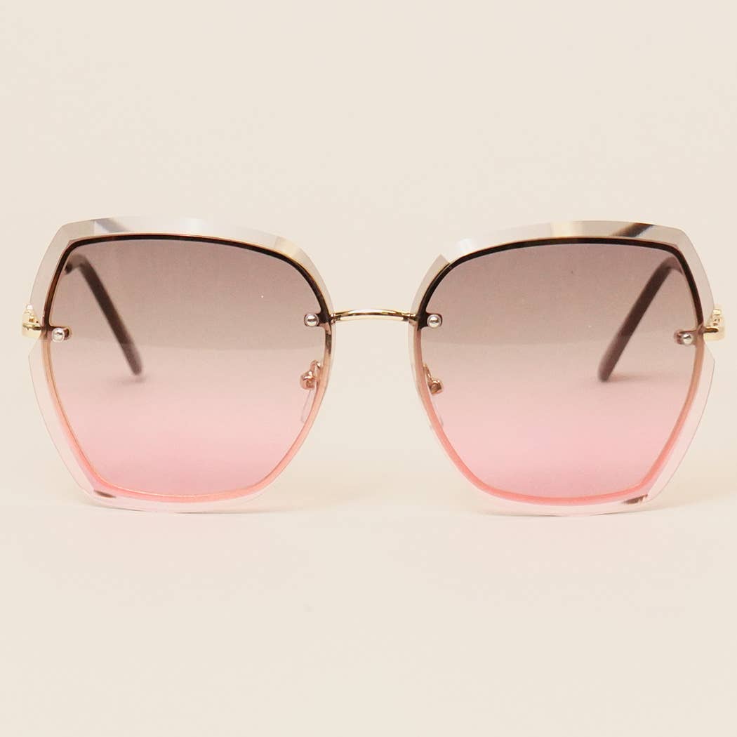 Eccentric Miter-cut Rimless Gradient Sunglasses