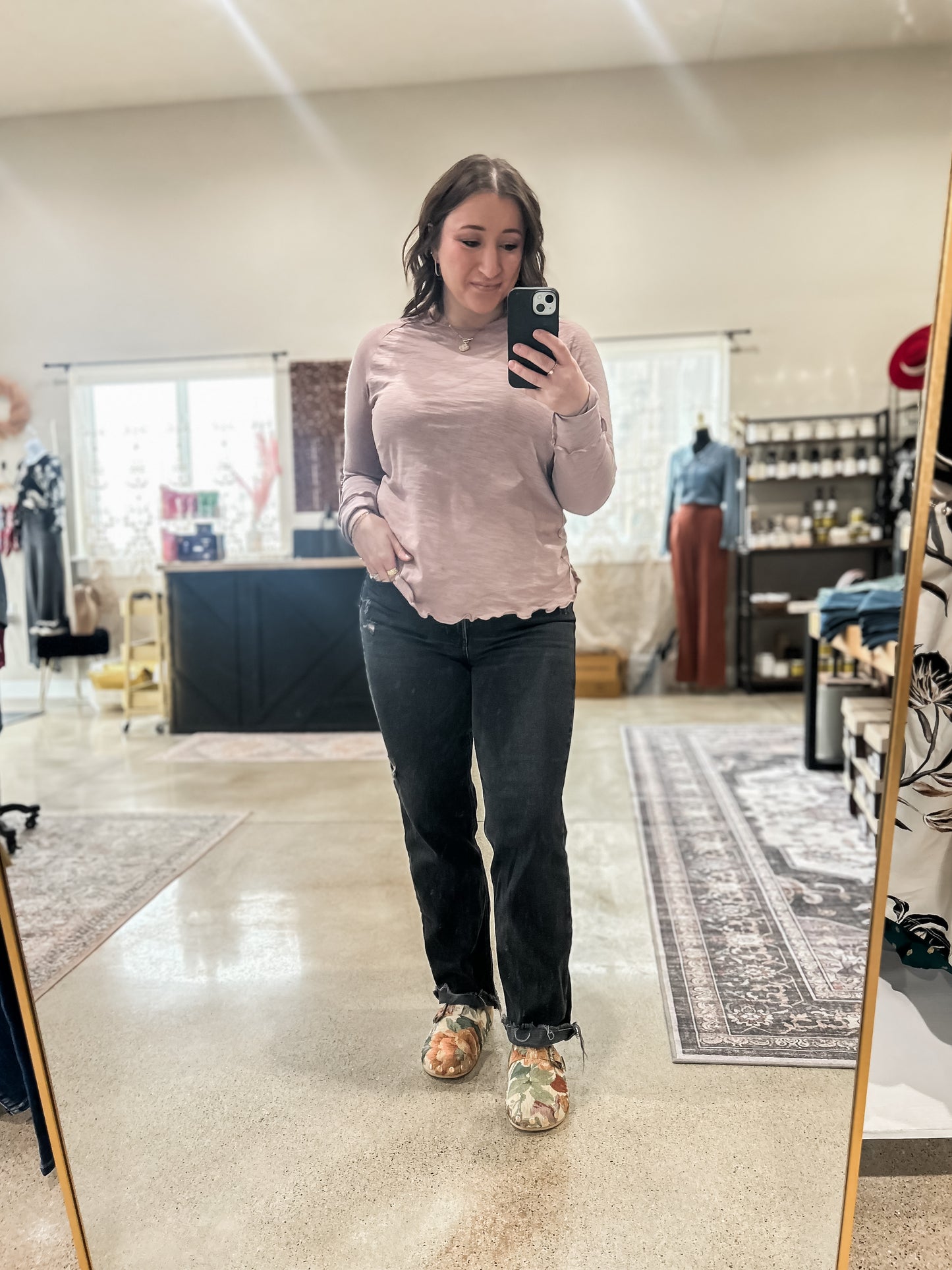 Ruffle Sleeve Long Sleeve Top