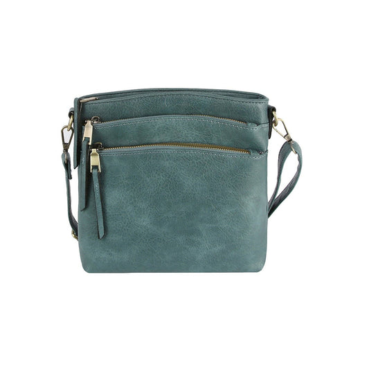 Triple Zipper Crossbody Bag