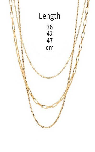 18K STAINLESS STEEL TARNISH FREE LAYERED NECKLACE