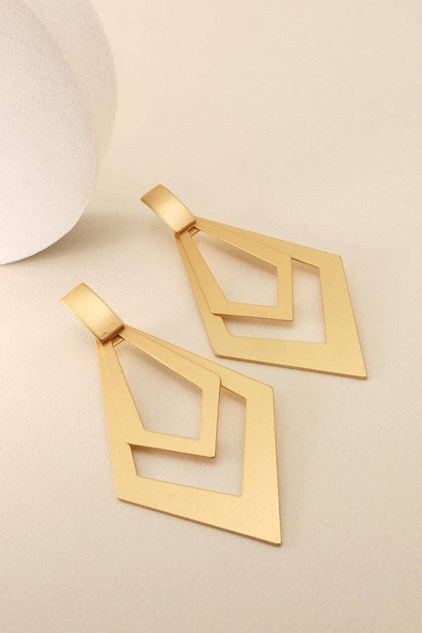 DOUBLE DIAMOND SHAPE DROP EARRINGS