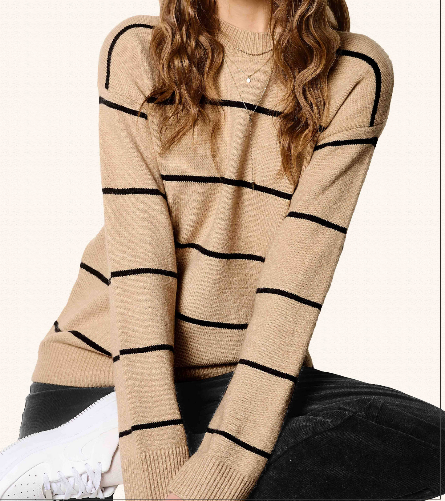 Loose Fit Stripe Crewneck Sweater