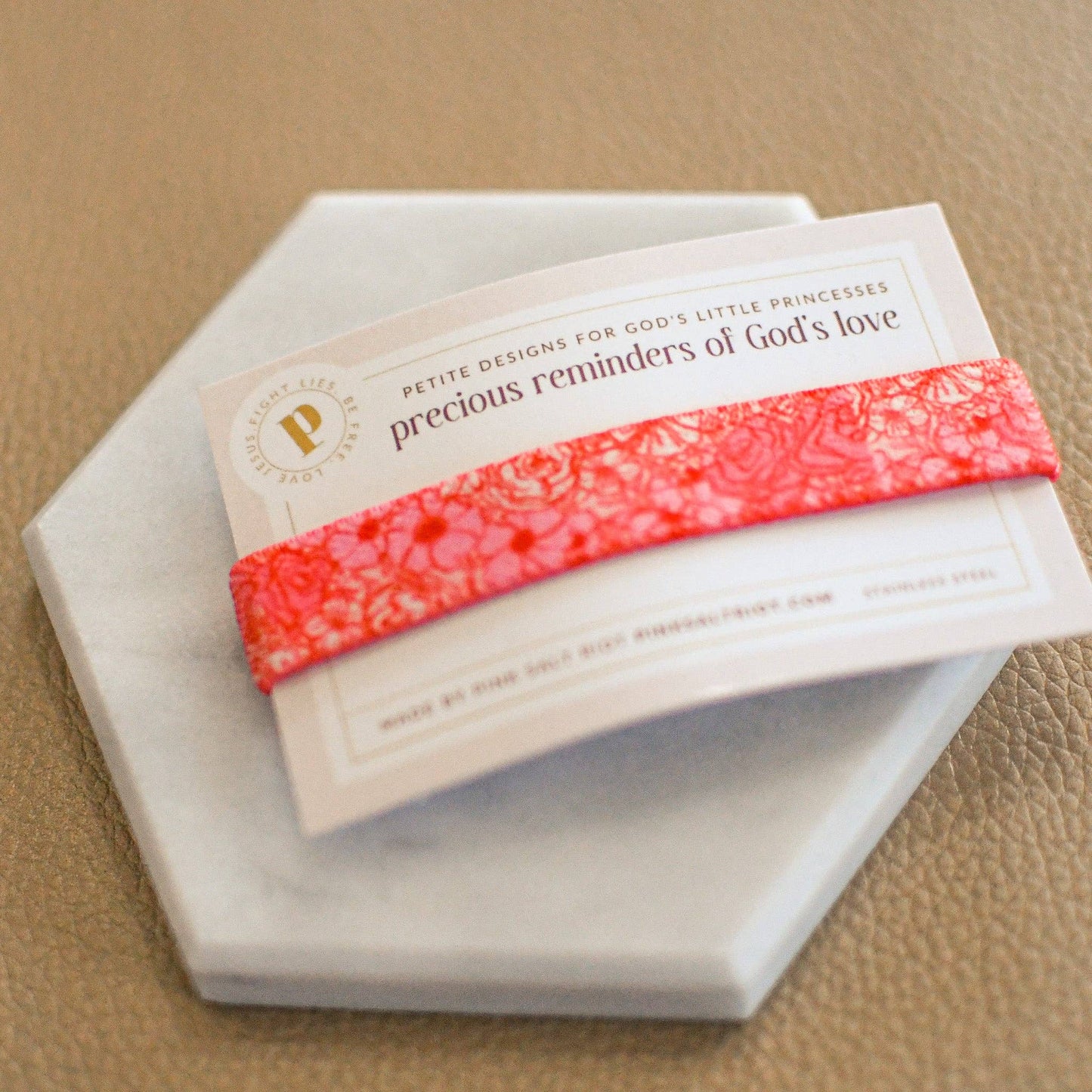 Pink Salt Riot - Beautiful Worthy & Loved Little Girl Pink Floral Wristband