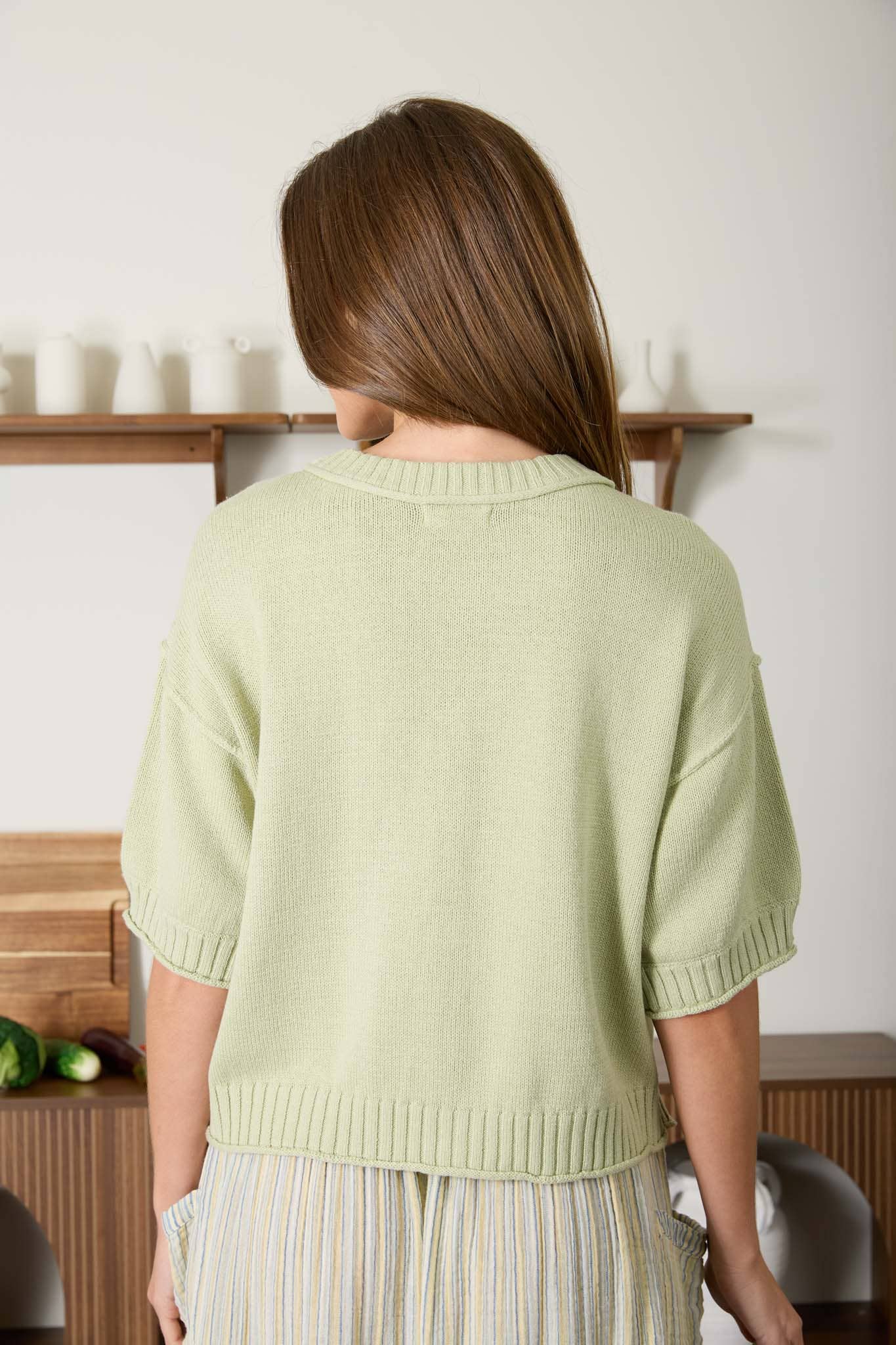 SHORT SLEEVE KNIT CARDIGAN