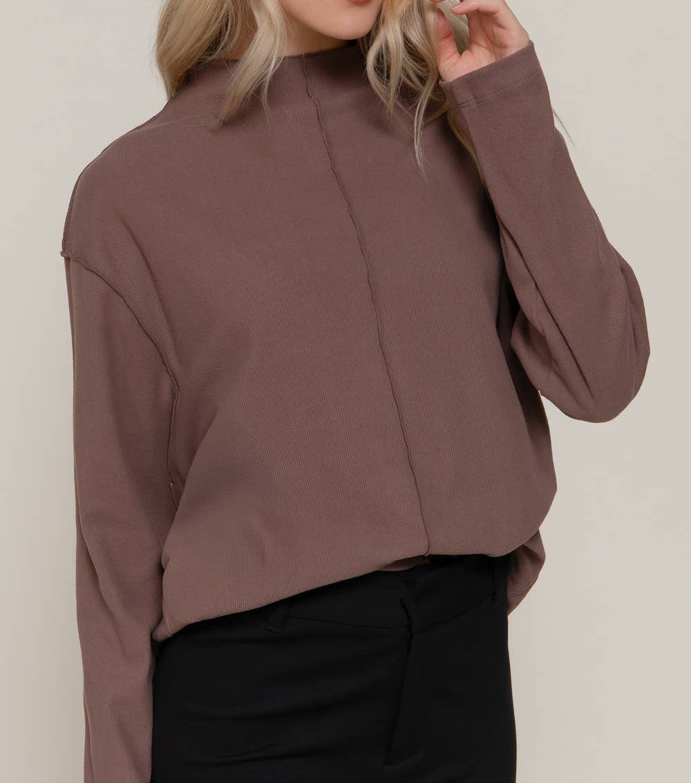 Seam Detail Brushed Rib Top