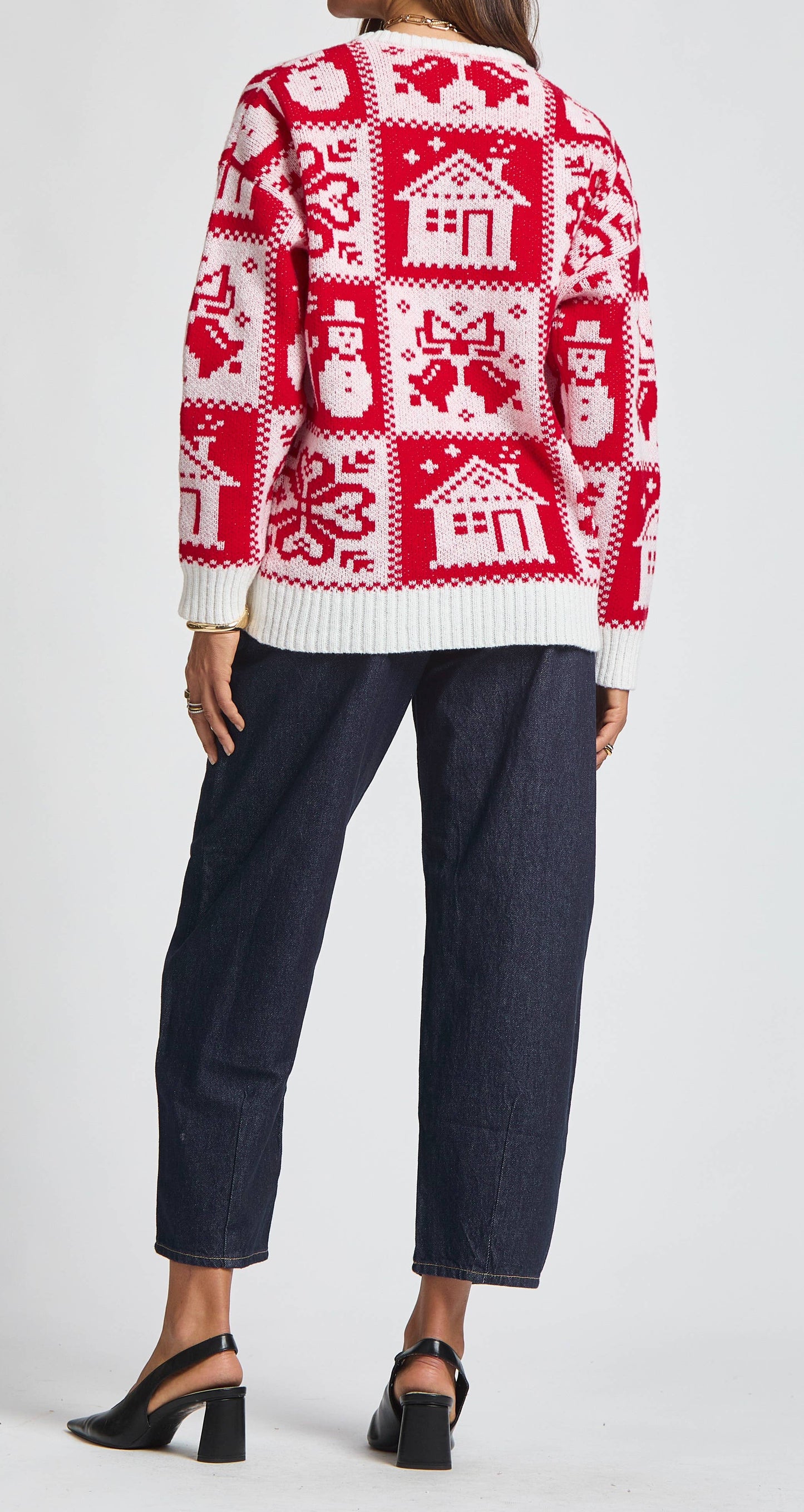 Plus Size Checkered Christmas Sweater