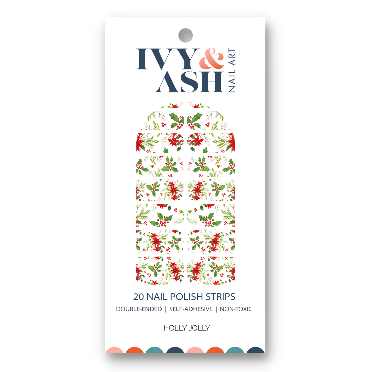 Ivy & Ash - Holly Jolly | Holly & Poinsettia Christmas Nail Polish Strip
