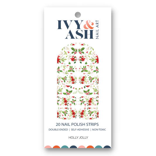 Ivy & Ash - Holly Jolly | Holly & Poinsettia Christmas Nail Polish Strip