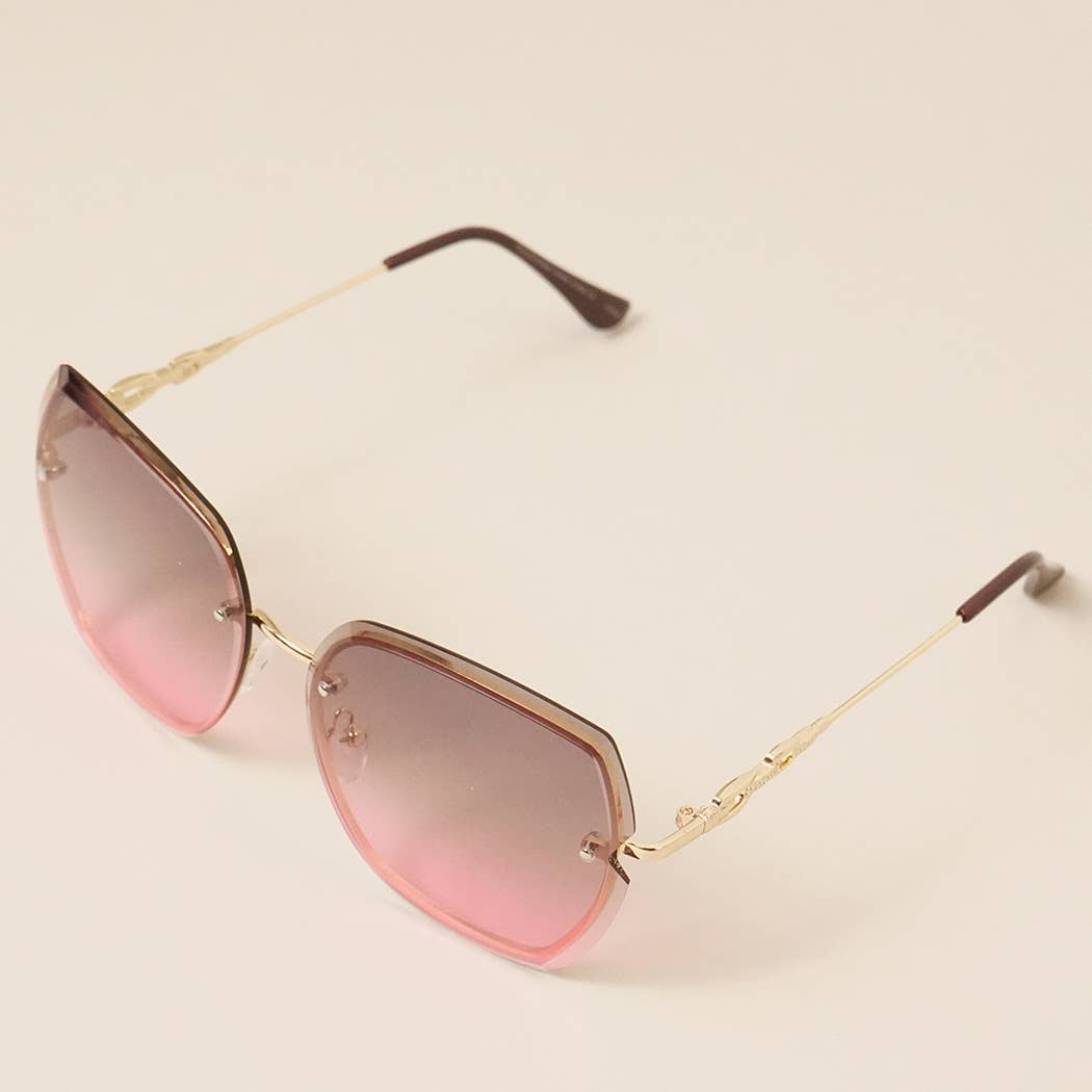 Eccentric Miter-cut Rimless Gradient Sunglasses