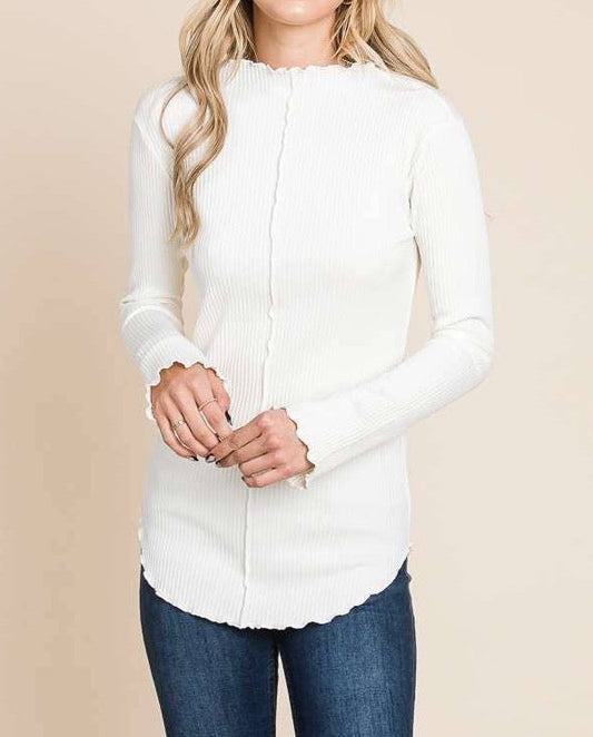 Mock Neck Merrow Long Sleeve Top