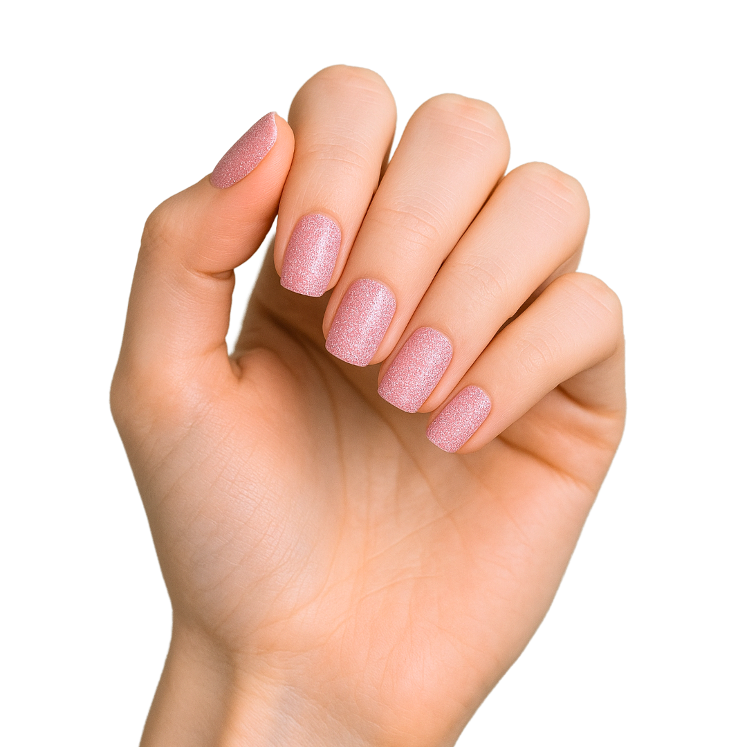 Ivy & Ash - Pretty in Pink Shimmer | Light Baby Pink Glitter Nail Wraps