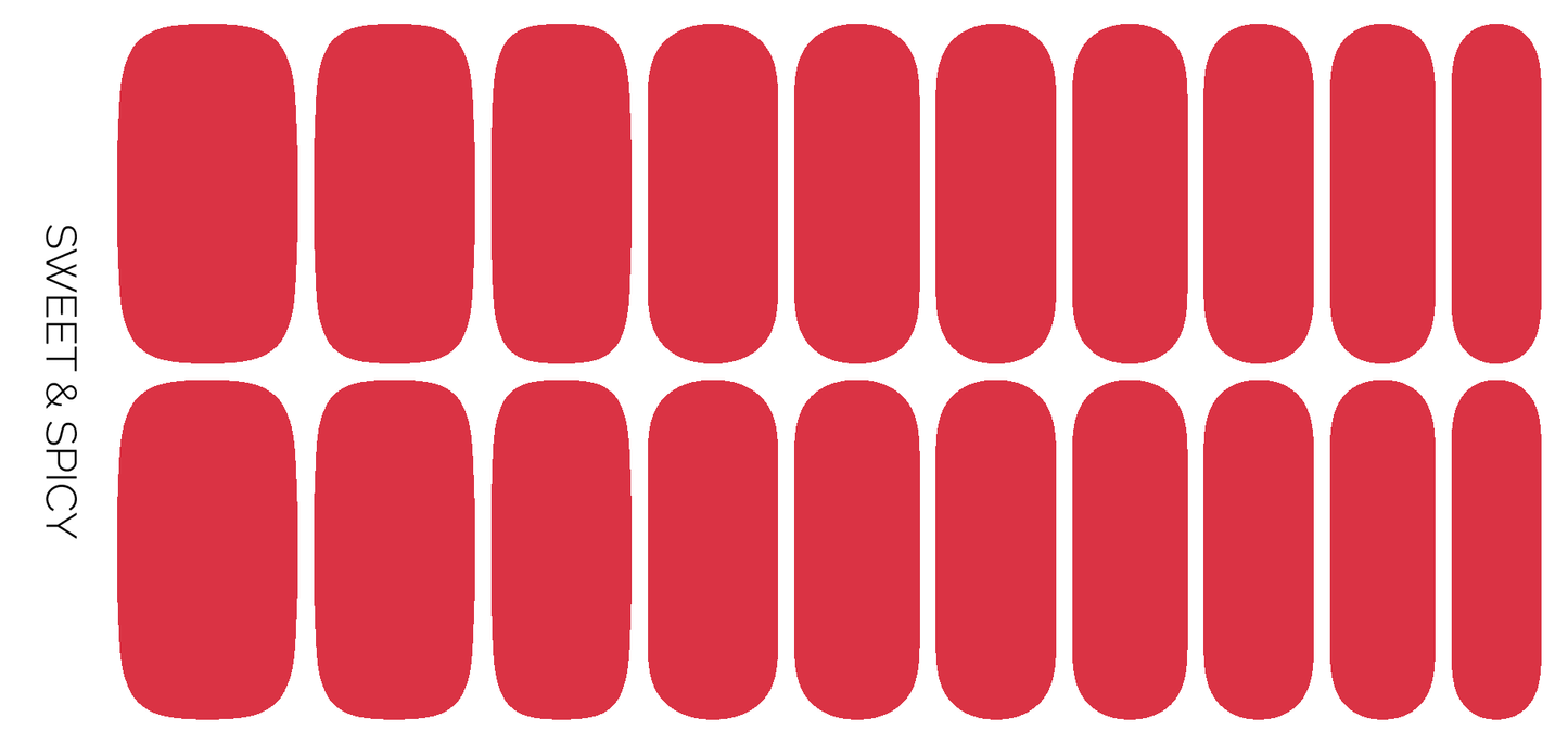 Ivy & Ash - Sweet & Spicy | Firey Red Solid Color Nail Polish Sticker