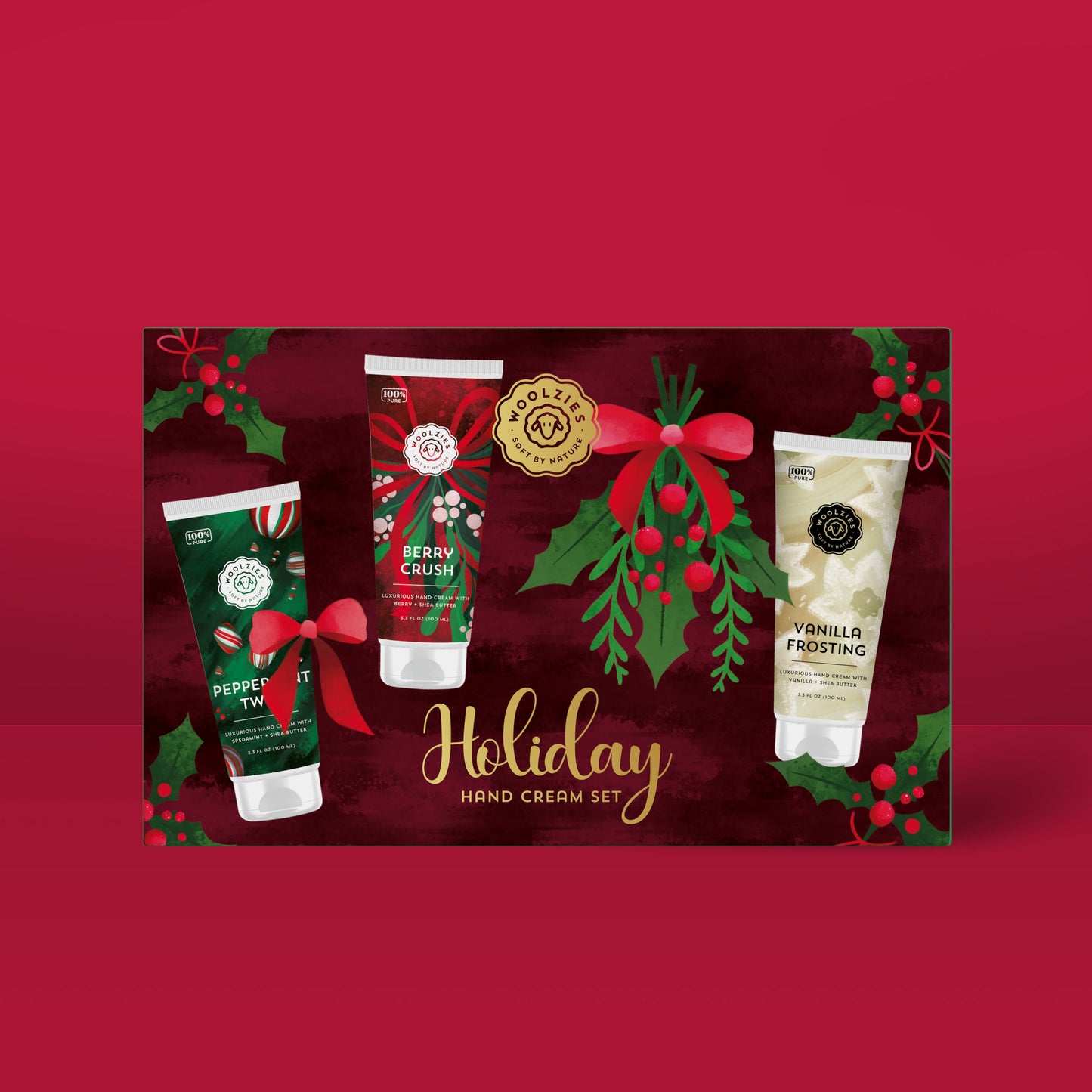 Woolzies - Holiday Hand Cream Trio | Shea Butter Gift Set Burgundy