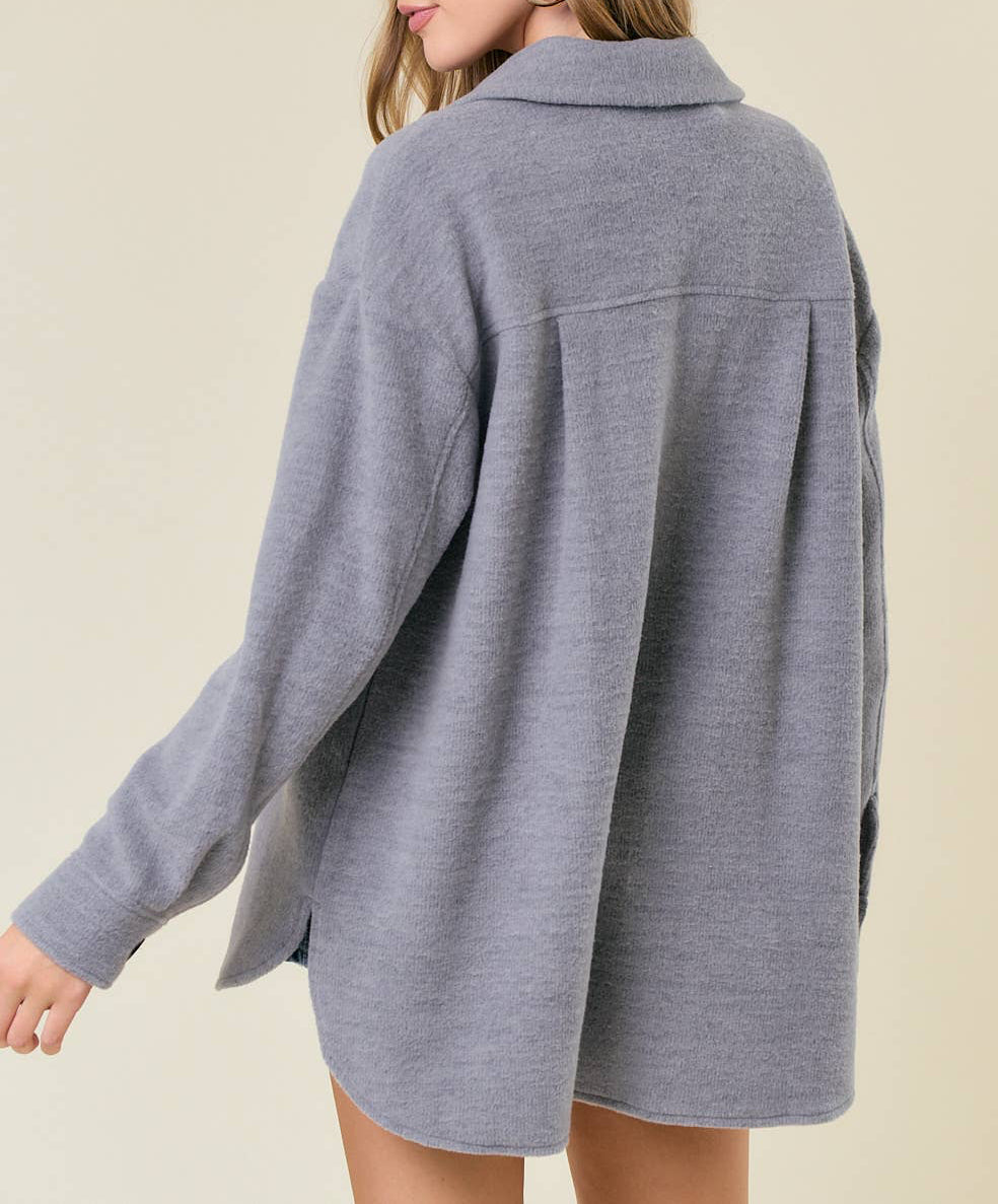 Fleece Knit Button-Down Shacket