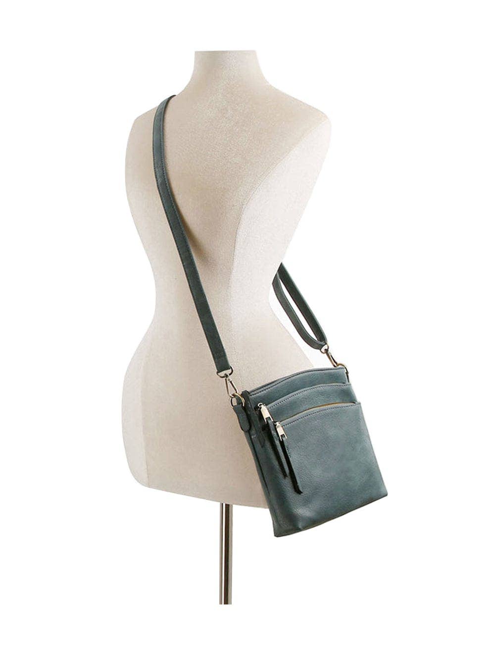 Triple Zipper Crossbody Bag