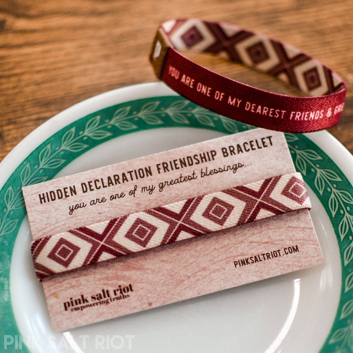 Pink Salt Riot - Elastic Friendship Bracelet - Dearest Friend + Greatest Blessing