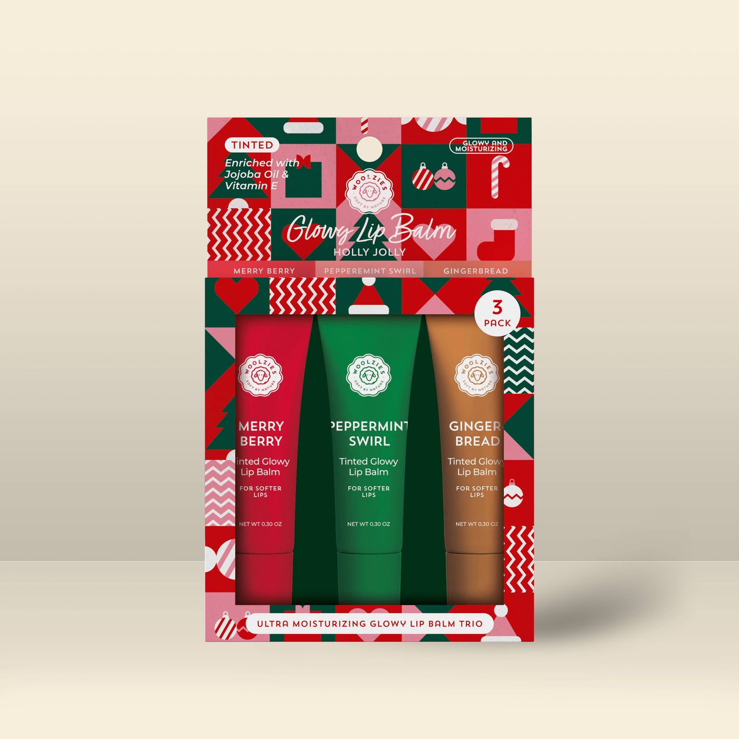 Woolzies -  Holly Jolly Glowy Lip Balm Trio