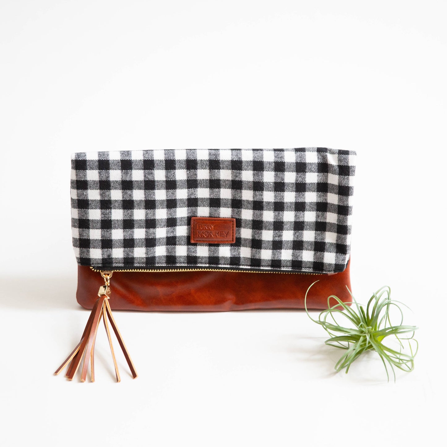 Fold Over Clutch-Buffalo, Brown Faux
