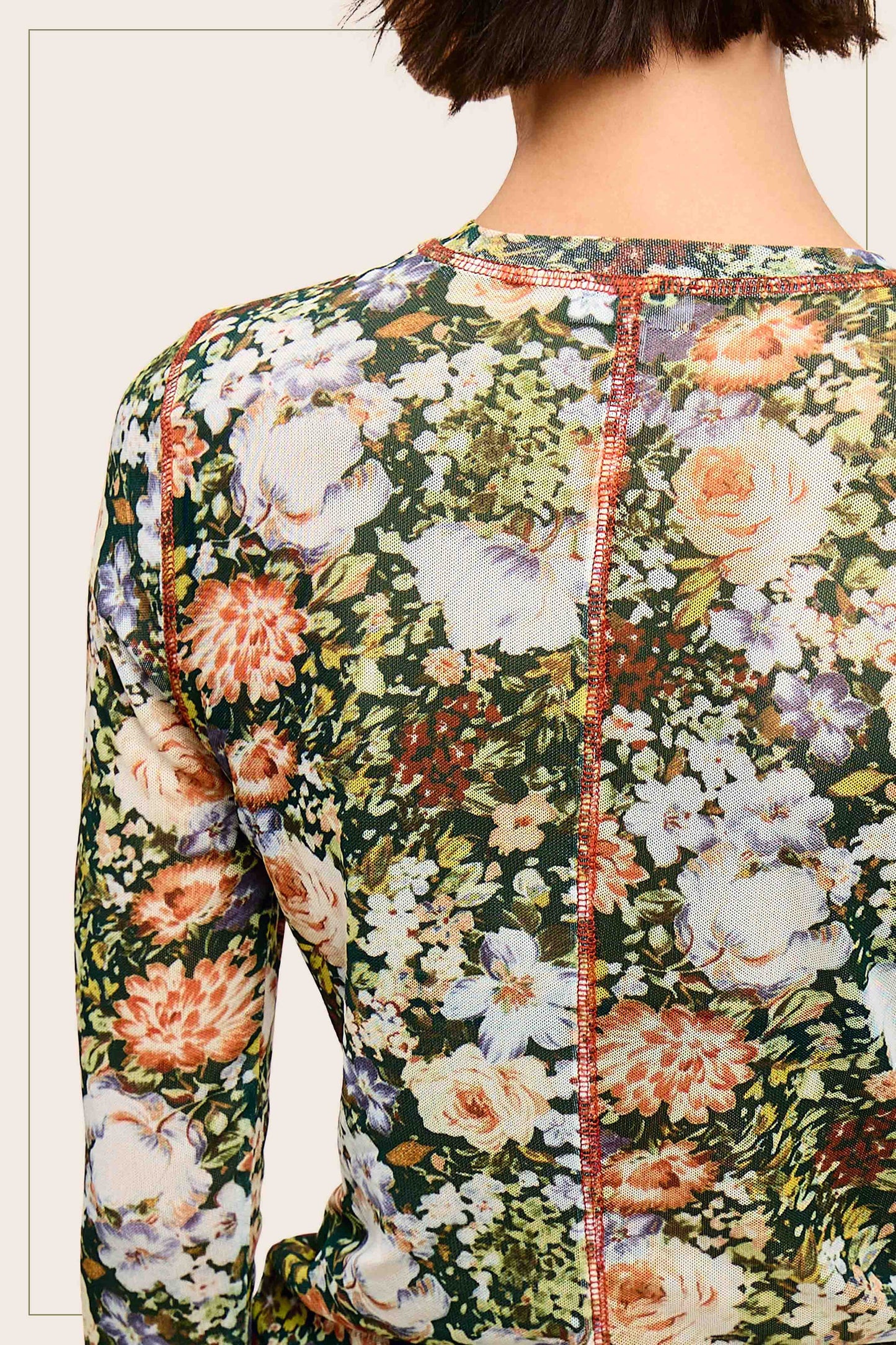 Semi Sheer Floral Mesh Layering Top